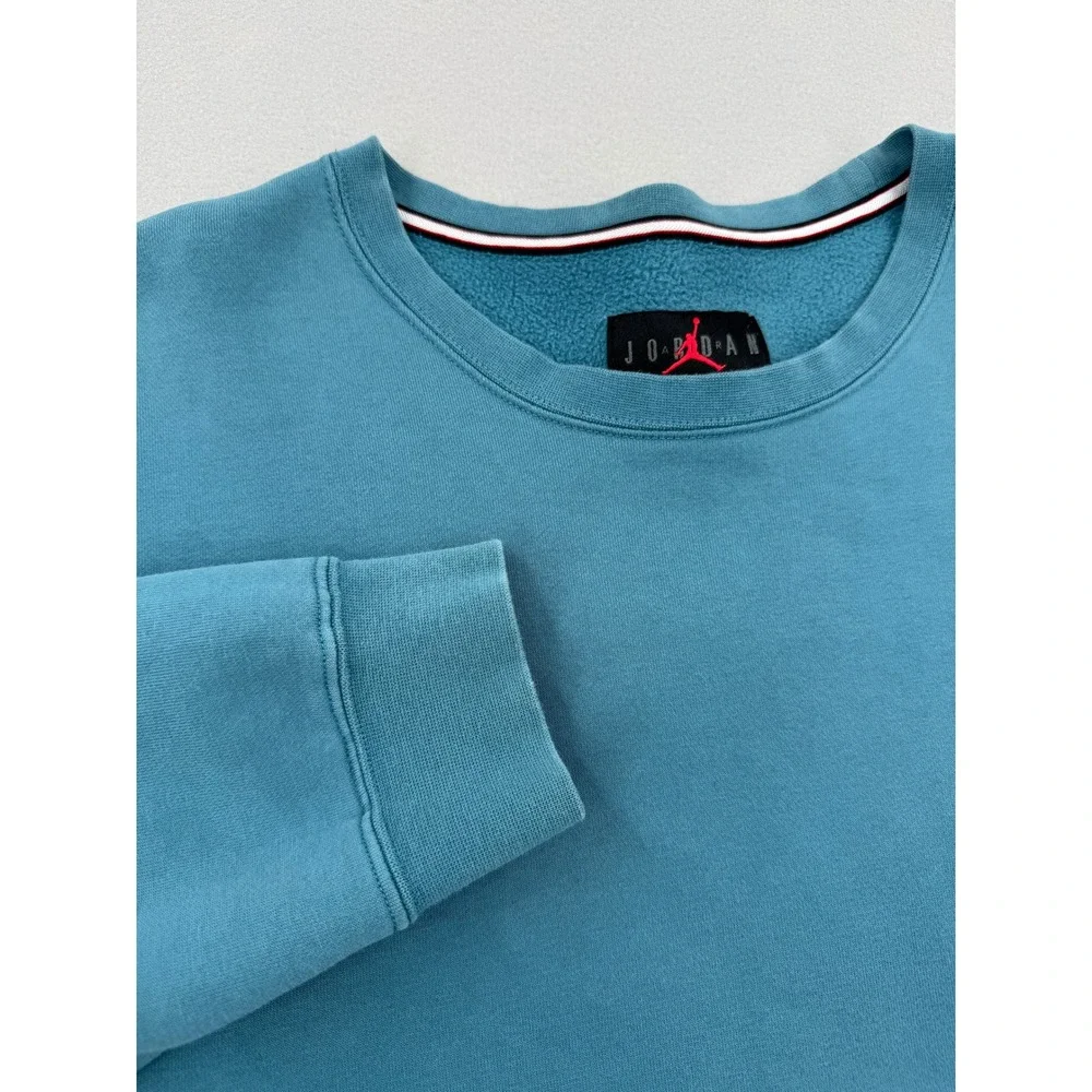 Jordan Mens Essentials Fleece‎ Crewneck Sweatshirt Teal Blue 3XL Jumpman Logo